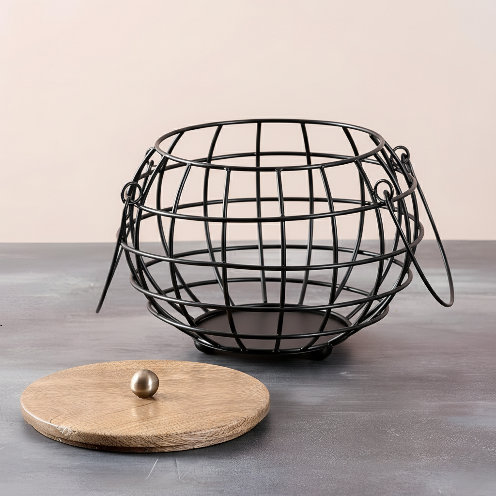 Multipurpose Basket with Wooden Lid & Handles by Matrix