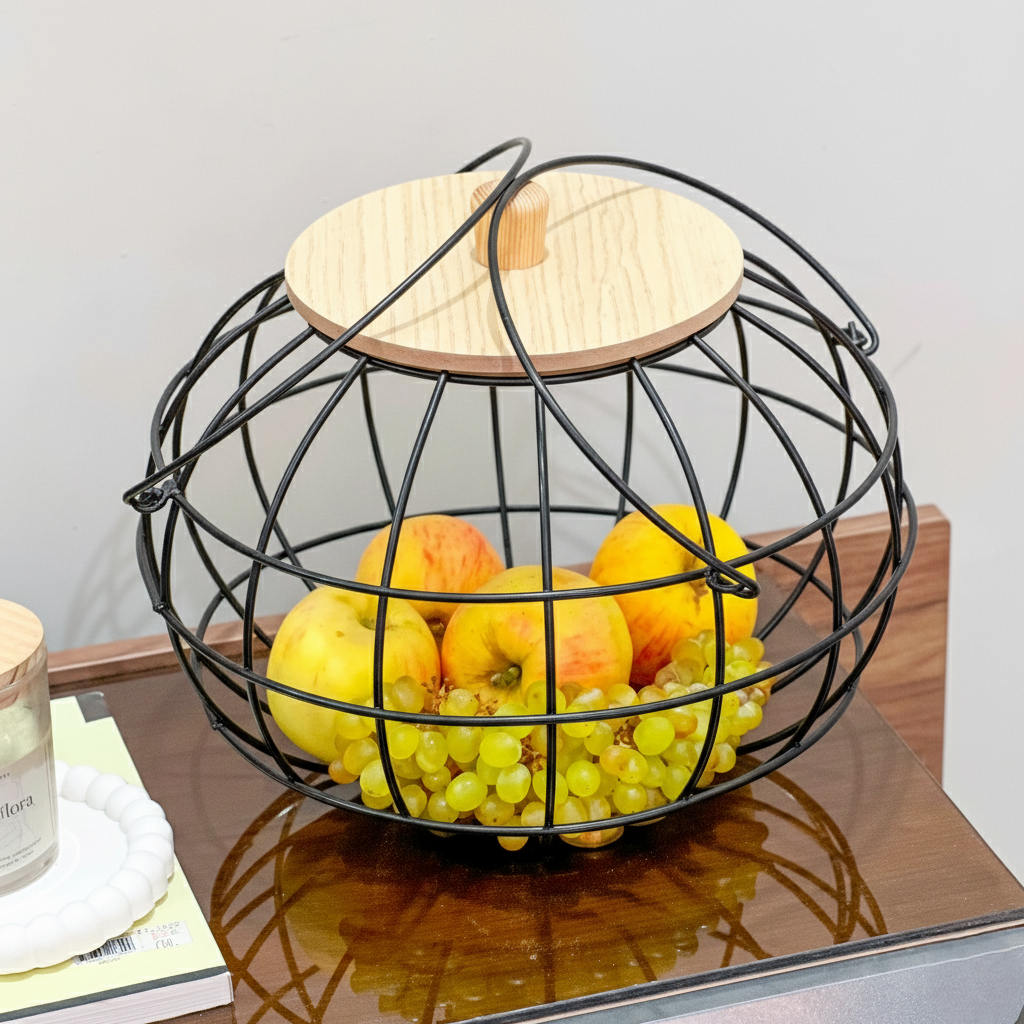 Multipurpose Basket with Wooden Lid & Handles by Matrix