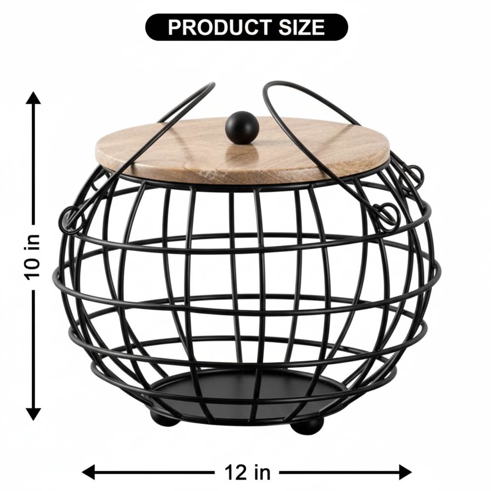 Multipurpose Basket with Wooden Lid & Handles by Matrix