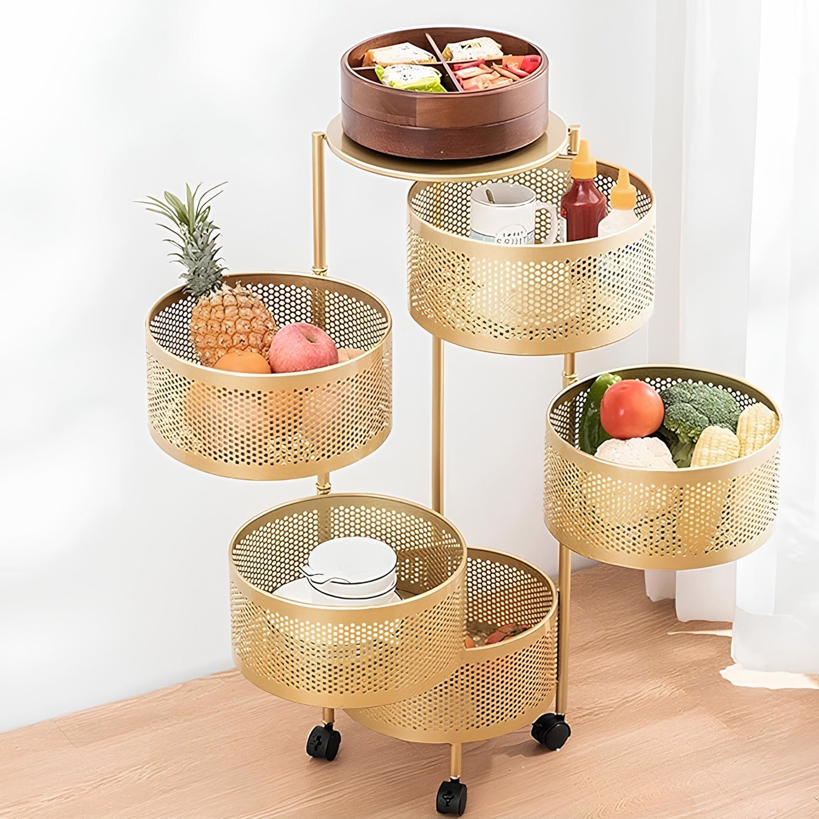 The Golden Edition Premium Round Metal Trolley by Matrix
