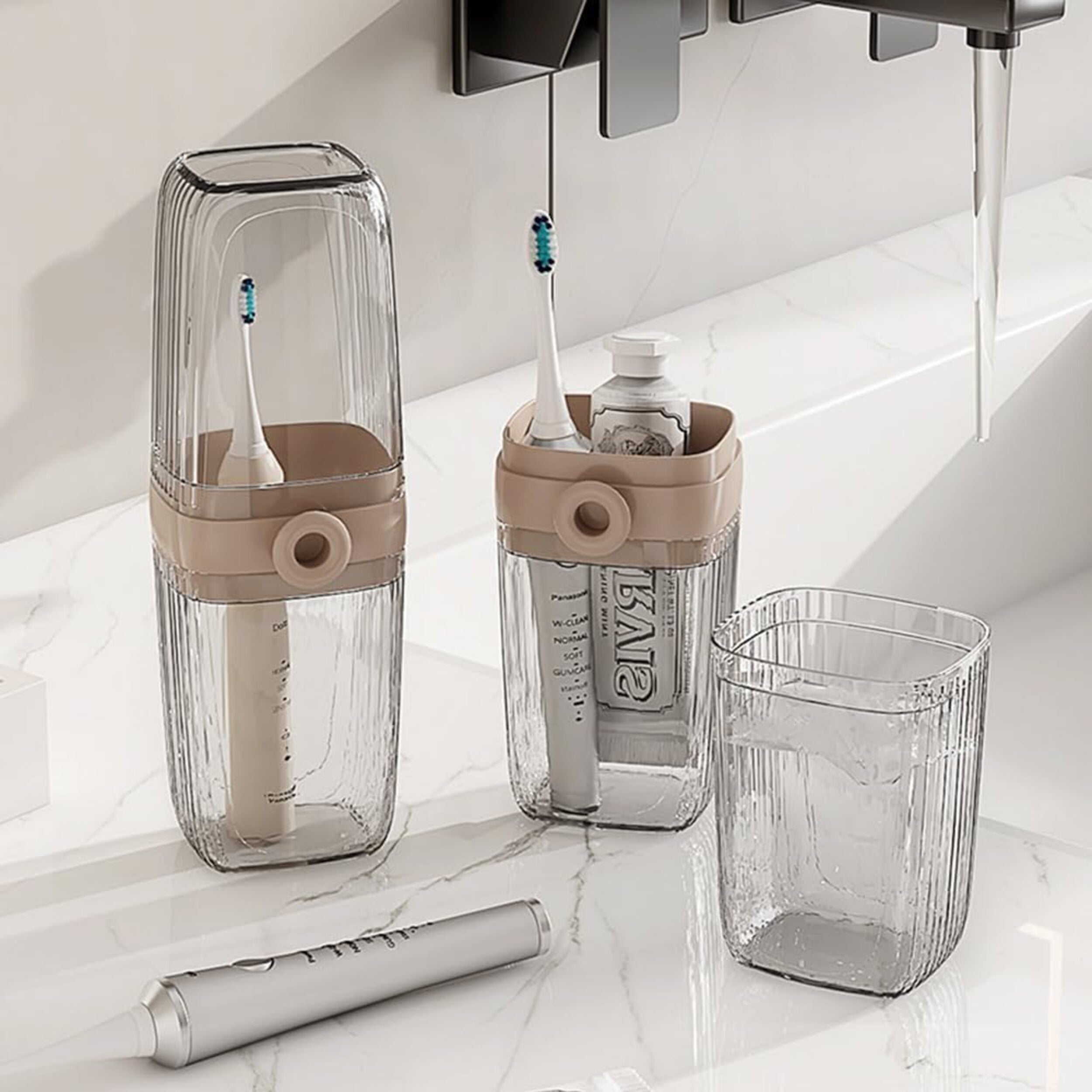 Stylish Transparent Portable Toothbrush Travel Kit