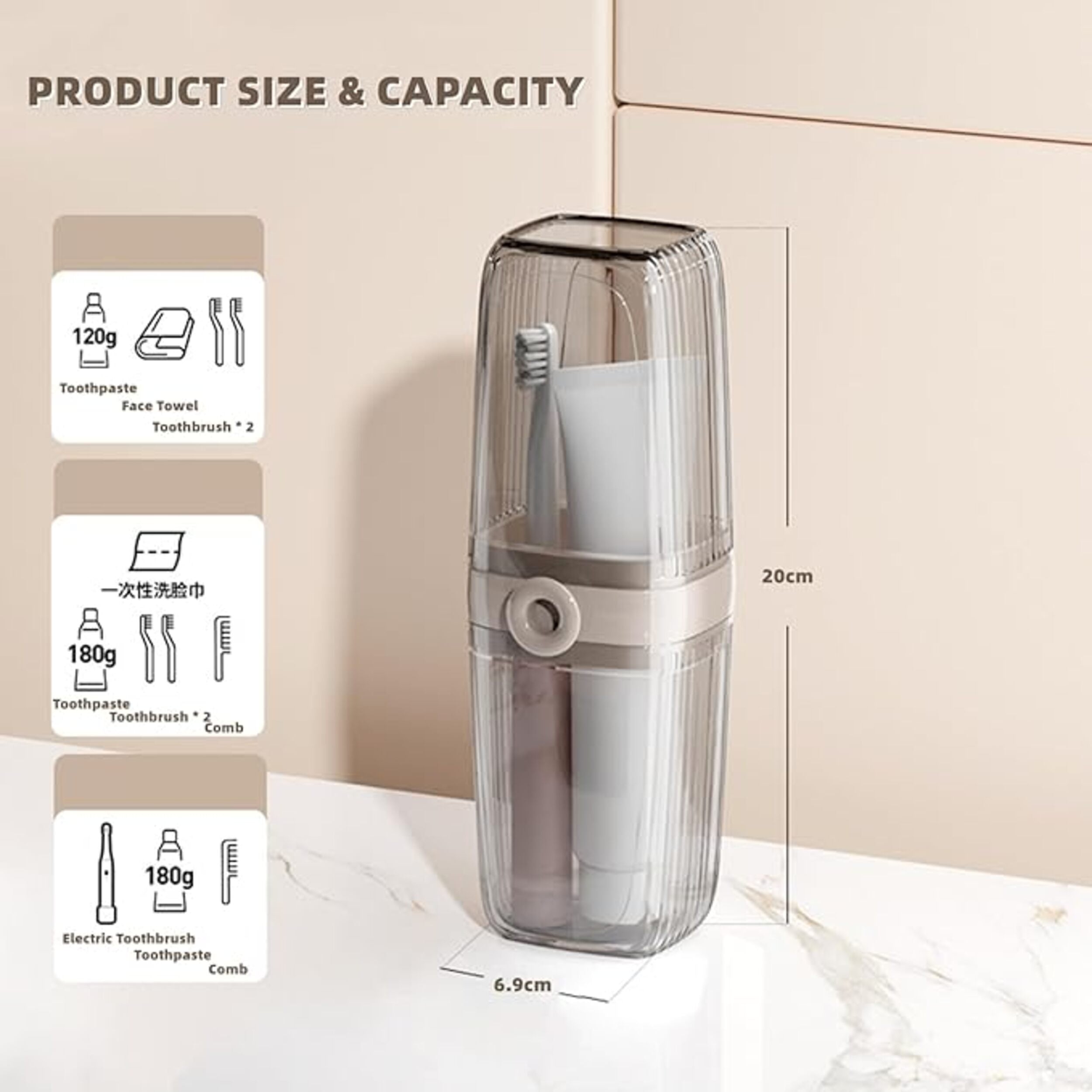 Stylish Transparent Portable Toothbrush Travel Kit